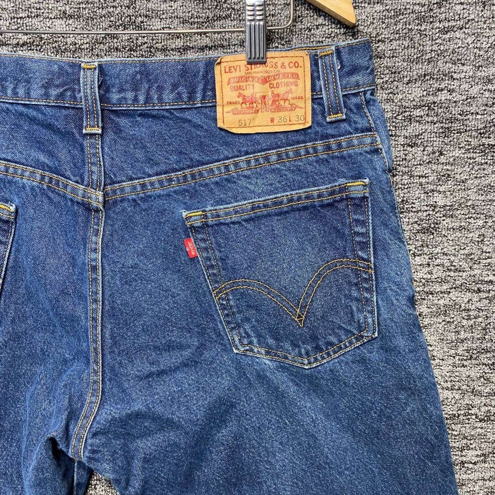 Levis 517 Bootcut Jeans Mens 36x30 Blue Medium Dark Wash Denim Rugged Workwear - Picture 6 of 15